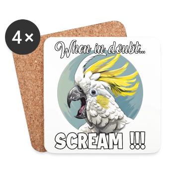 Witziges Kakadu T, schreiender Vogel für Kakadu Me - Untersetzer (4er-Set) - Weiß - Vorne