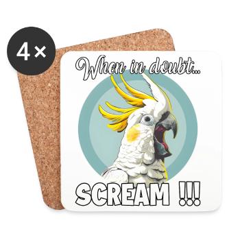Cadeau créatif pour les amateurs de cacatoès et d’oiseaux - Dessous de verre (lot de 4) - blanc - Devant