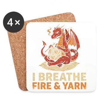 Tricoteuses de dragons en laine amusantes - Dessous de verre (lot de 4) - blanc - Devant