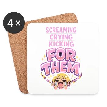 Anime-fangirl Schreit Anime-reaktion - Untersetzer (4er-Set) - Weiß - Vorne