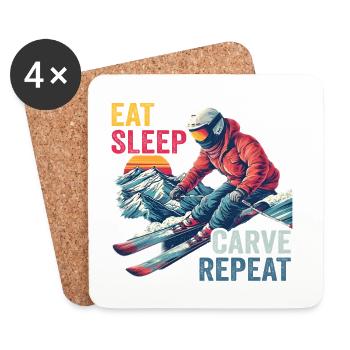 Carve Repeat Ski-Design - Untersetzer (4er-Set) - Weiß - Vorne