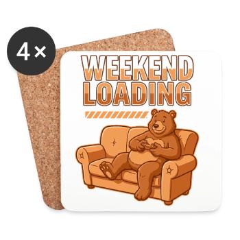 Wochenend-Ladezustand: Bär auf Sofa - Untersetzer (4er-Set) - Weiß - Vorne