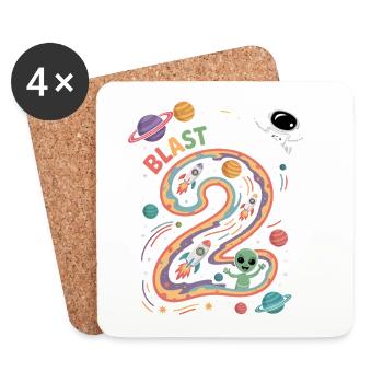 Departure into space 2nd birthday children's birthday party - Coasters (set of 4) - white - Front