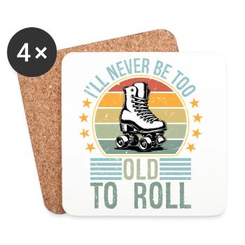 Jamais trop vieux pour rouler sur un roller roller roller roll de derby - Dessous de verre (lot de 4) - blanc - Devant