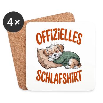 Chemise de nuit officielle Petit chiot mignon - Dessous de verre (lot de 4) - blanc - Devant