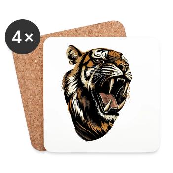Saber-toothed tiger Smilodon Big cat Sabertooth tiger - Coasters (set of 4) - white - Front