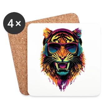 Säbelzahntiger Smilodon Raubkatze Säbelzahn Tiger - Untersetzer (4er-Set) - Weiß - Vorne