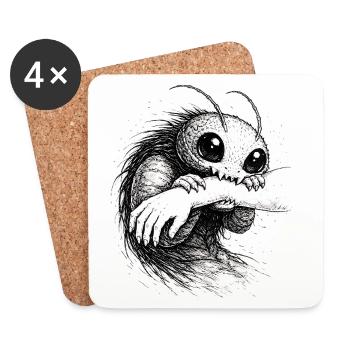Creepy Cute Creature Illustration Dark Indie Art - Coasters (set of 4) - white - Front