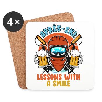 Ski Instructor APRES-SKI LESSONS WITH A SMILE Lustig - Coasters (set of 4) - white - Front