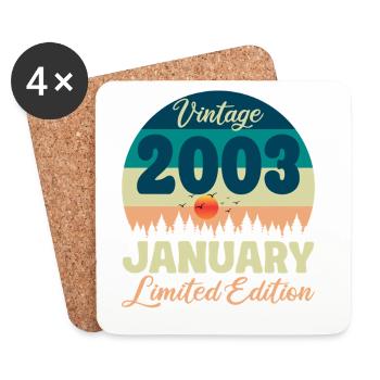 Anniversaire Janvier 2003 Cadeau Vintage Limited - Dessous de verre (lot de 4) - blanc - Devant