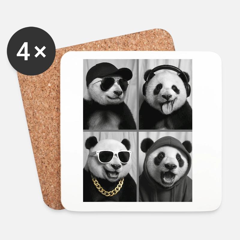 Panda - Untersetzer (4er-Set) - Weiß