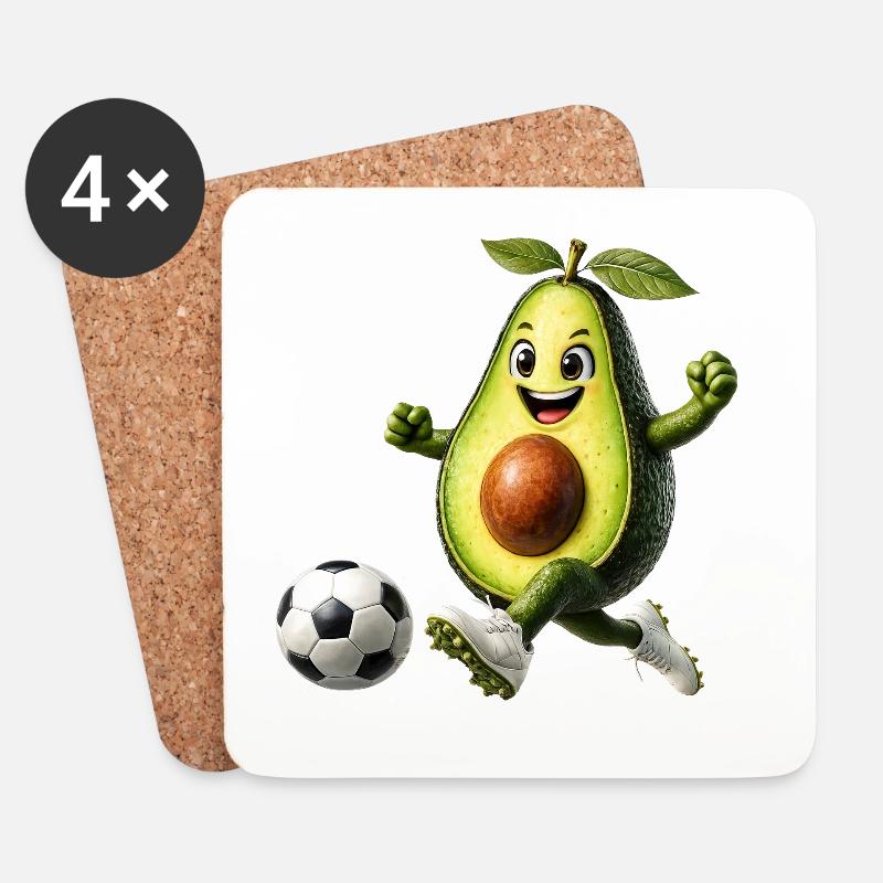 Avocado Fußball - Untersetzer (4er-Set) - Weiß