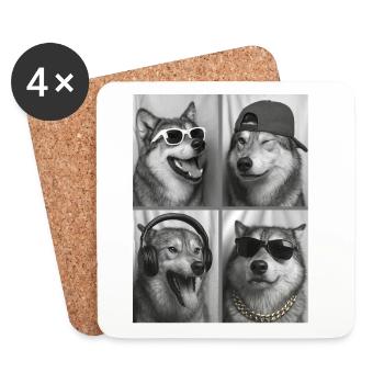 Wolf - Coasters (set of 4) - white - Front
