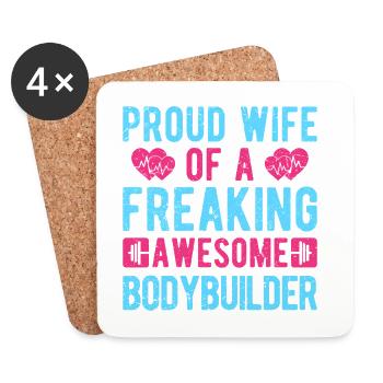 Motivation en forme : Fière épouse d’un bodybuilder cadeau - Dessous de verre (lot de 4) - blanc - Devant
