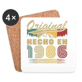 Cadeau d’anniversaire vintage 1986 - Dessous de verre (lot de 4) - blanc - Devant