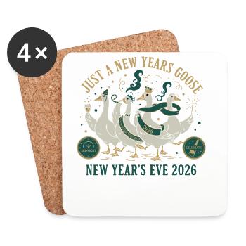 Juste une oie du Nouvel An réveillon 2026 - Dessous de verre (lot de 4) - blanc - Devant