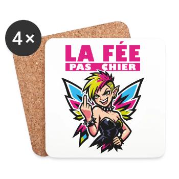 The Fairy Who Doesn't Give a Damn - Madame Rebelle - Coasters (set of 4) - white - Front