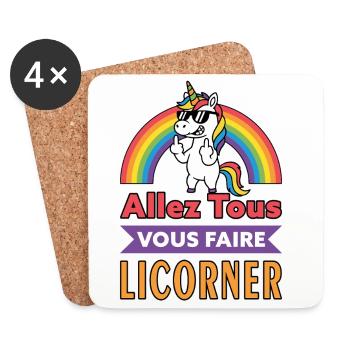 Licorne  Rebelle - allez tous vous faire - Dessous de verre (lot de 4) - blanc - Devant