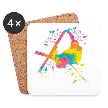 Alpine skiing Winter sports Nordic skiing - Coasters (set of 4) - white - Front