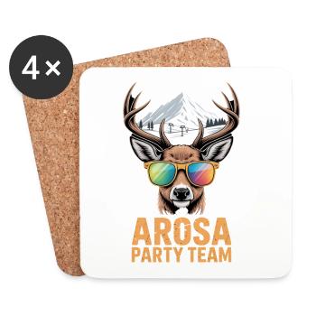 Arosa Party Team Après Ski - Untersetzer (4er-Set) - Weiß - Vorne