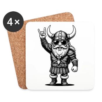 Musique rock, rock, vikings, heavy metal, main du rock - Dessous de verre (lot de 4) - blanc - Devant