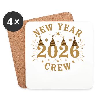 Équipe du Nouvel An 2026 Célébrer la fête et la fête - Dessous de verre (lot de 4) - blanc - Devant