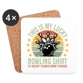 Vintage Funny Bowling Team This is My Lucky Bow - Untersetzer (4er-Set) - Weiß - Vorne