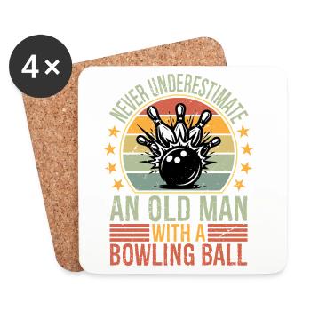 Never Underestimate Old Man Bowling Ball Bowler - Untersetzer (4er-Set) - Weiß - Vorne