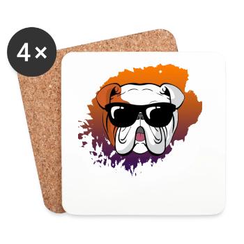 Coole Bulldog-Sonnenbrillen Retro-Disco Bunte Kunst - Untersetzer (4er-Set) - Weiß - Vorne