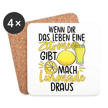 Wenn Dir Das Leben Eine Zitrone Gibt Mach Limonade - Untersetzer (4er-Set) - Weiß - Vorne