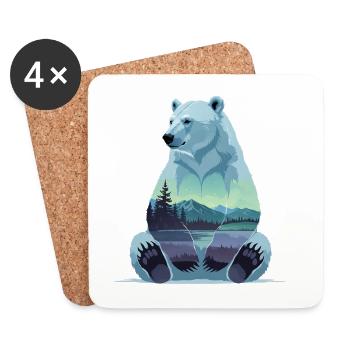 Polarbär mit Berglandschaft Innenmotiv - Untersetzer (4er-Set) - Weiß - Vorne