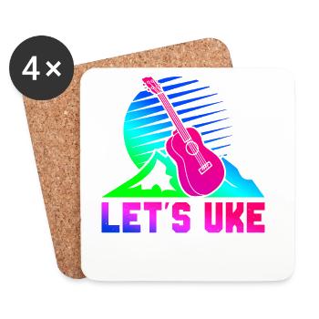 Hawaiian Ukulele Uke Retro 80s 90s - Coasters (set of 4) - white - Front
