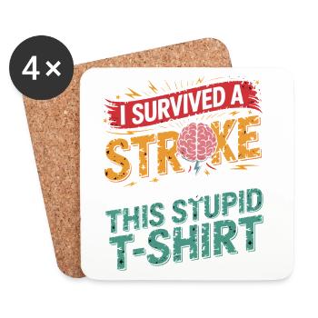 Überlebt Schlaganfall Shirt - Untersetzer (4er-Set) - Weiß - Vorne