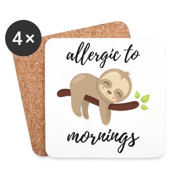 Allergique aux matins - Dessous de verre (lot de 4) - blanc - Devant