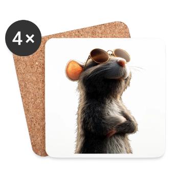 Rats Souris mignonnes Souris Souris naines Souris - Dessous de verre (lot de 4) - blanc - Devant
