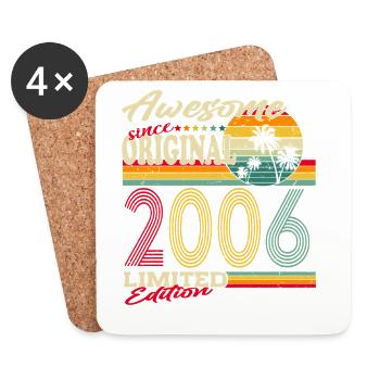 Cadeau d’anniversaire rétro vintage original de 2006 - Dessous de verre (lot de 4) - blanc - Devant