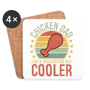 Papa poulet comme un papa ordinaire mais plus cool - Dessous de verre (lot de 4) - blanc - Devant