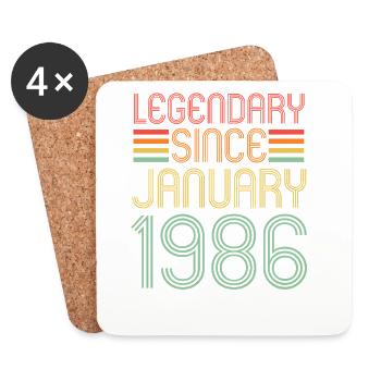 Légendaire depuis janvier 1986, Rétro, anniversaire - Dessous de verre (lot de 4) - blanc - Devant