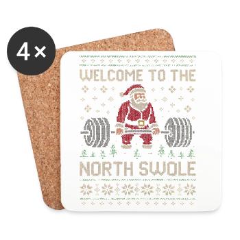 Welcome to the North Swole Funny Christmas Workout - Coasters (set of 4) - white - Front