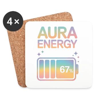 Aura Energy 67% Pastel Battery Meme - Coasters (set of 4) - white - Front