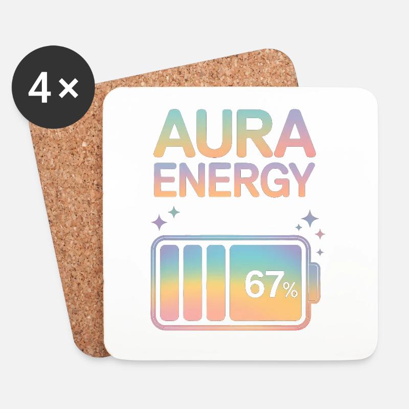 Aura Energy 67% Pastell-Batterie-Meme - Untersetzer (4er-Set) - Weiß