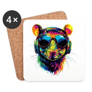 Rats Souris mignonnes Souris Souris naines Souris - Dessous de verre (lot de 4) - blanc - Devant