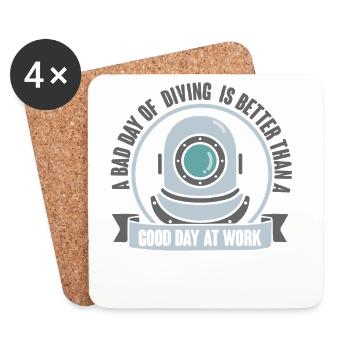 Diving Diver Snorkeling Recreational Diver - Coasters (set of 4) - white - Front