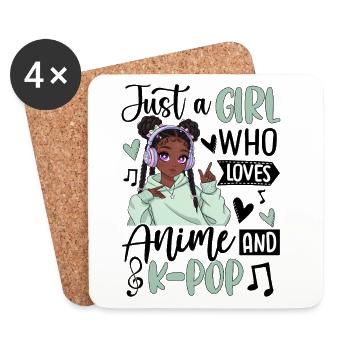 Just A Girl Who Loves Anime And K-Pop - Coasters (set of 4) - white - Front