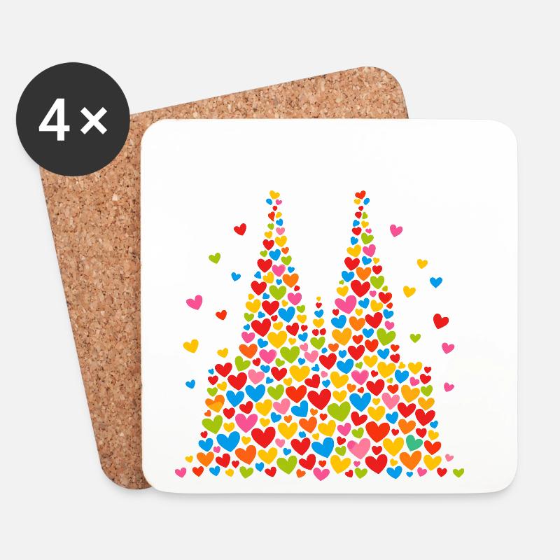 Köln Karneval Alaaf Konfetti Geschenk - Untersetzer (4er-Set) - Weiß