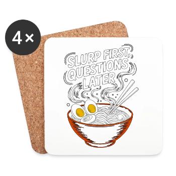 Ramen Slurp First Questions Later Ramen Chef - Coasters (set of 4) - white - Front