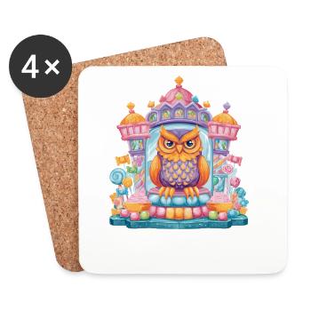 Trône du Roi du Hibou du Sucre - Dessous de verre (lot de 4) - blanc - Devant