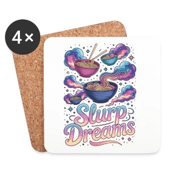 Ramen Slurp Dreams Loves Noodle Bowl Ramen Chef - Coasters (set of 4) - white - Front
