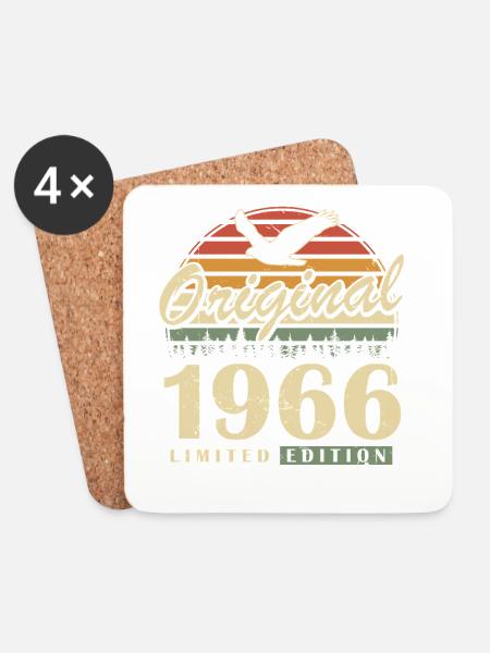 1966 Jahrgang geboren Retro Vintage Geburtstag - Untersetzer (4er-Set) - Weiß