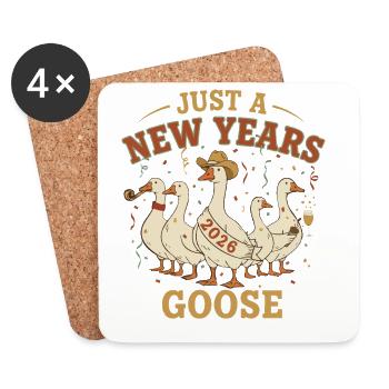Just A New Years Goose 2026 Feierspaß - Untersetzer (4er-Set) - Weiß - Vorne